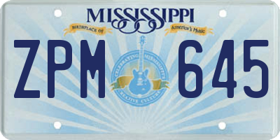 MS license plate ZPM645