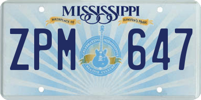 MS license plate ZPM647