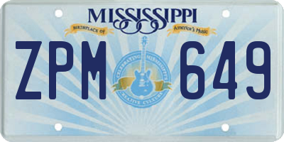 MS license plate ZPM649
