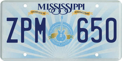 MS license plate ZPM650