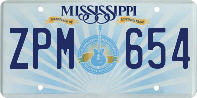 MS license plate ZPM654