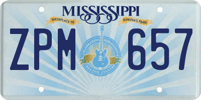 MS license plate ZPM657