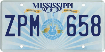 MS license plate ZPM658