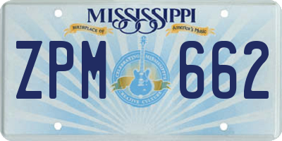 MS license plate ZPM662