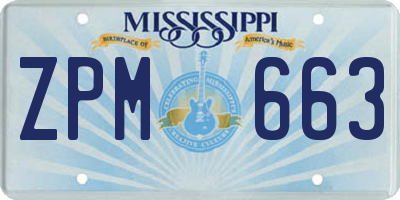 MS license plate ZPM663