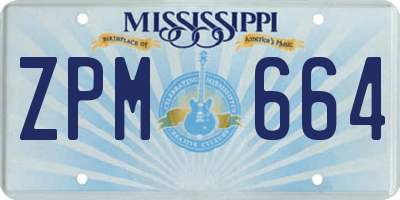 MS license plate ZPM664