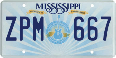 MS license plate ZPM667