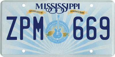 MS license plate ZPM669
