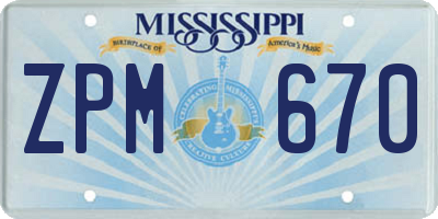 MS license plate ZPM670