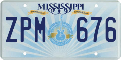 MS license plate ZPM676
