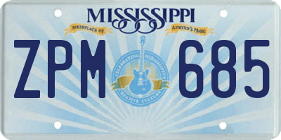 MS license plate ZPM685