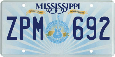 MS license plate ZPM692
