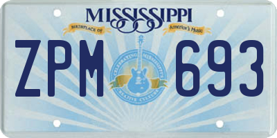 MS license plate ZPM693