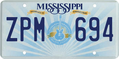 MS license plate ZPM694