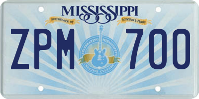 MS license plate ZPM700