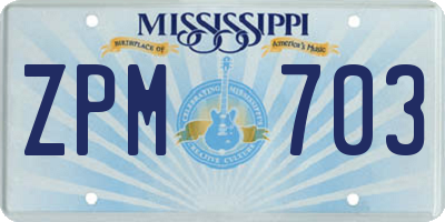 MS license plate ZPM703