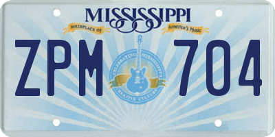 MS license plate ZPM704