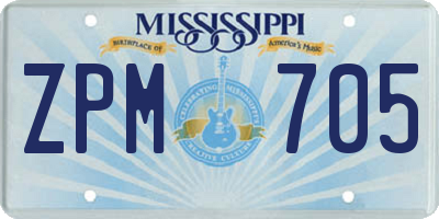 MS license plate ZPM705