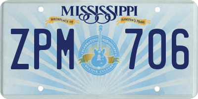 MS license plate ZPM706
