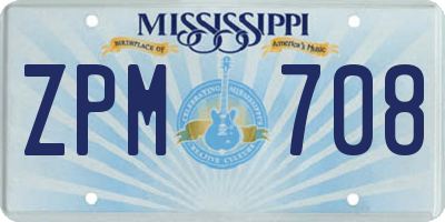 MS license plate ZPM708
