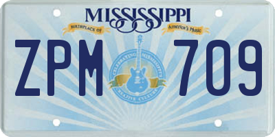 MS license plate ZPM709