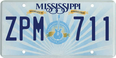 MS license plate ZPM711