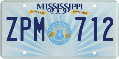MS license plate ZPM712
