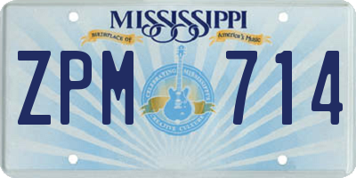 MS license plate ZPM714