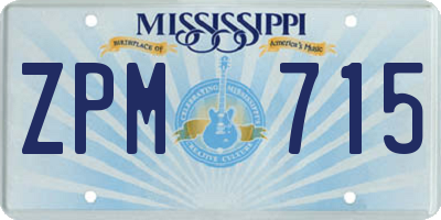MS license plate ZPM715