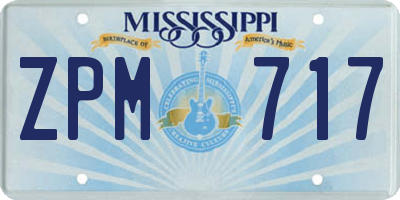 MS license plate ZPM717