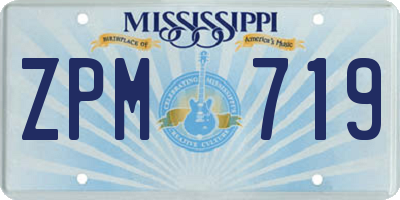MS license plate ZPM719