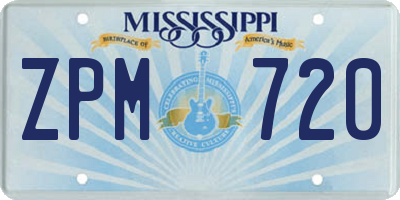 MS license plate ZPM720
