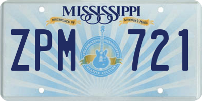 MS license plate ZPM721