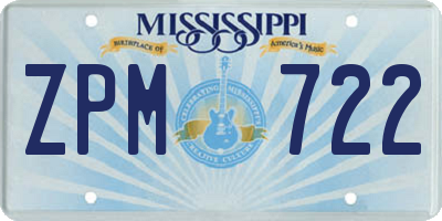 MS license plate ZPM722