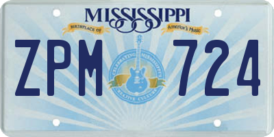 MS license plate ZPM724