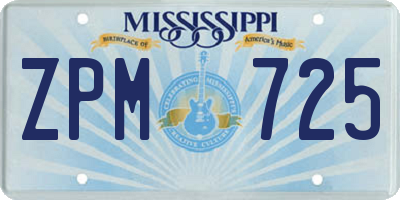 MS license plate ZPM725