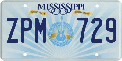 MS license plate ZPM729