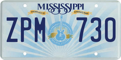 MS license plate ZPM730