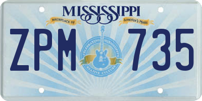 MS license plate ZPM735