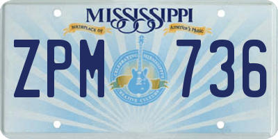 MS license plate ZPM736
