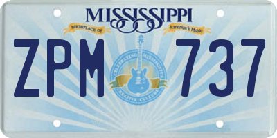 MS license plate ZPM737