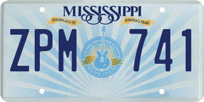 MS license plate ZPM741