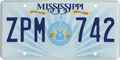 MS license plate ZPM742