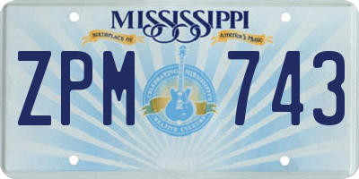 MS license plate ZPM743