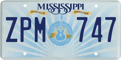 MS license plate ZPM747
