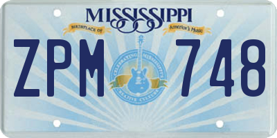 MS license plate ZPM748