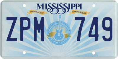 MS license plate ZPM749