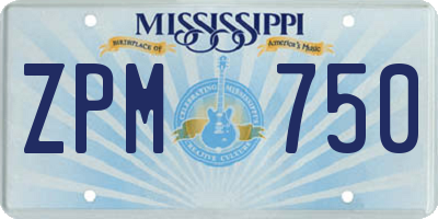 MS license plate ZPM750