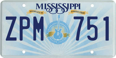 MS license plate ZPM751
