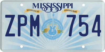 MS license plate ZPM754